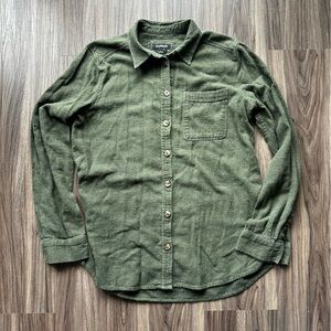 Express Boyfriend Olive Green Flannel